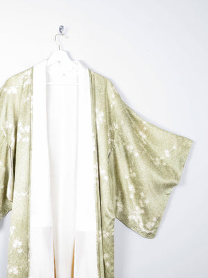 Vintage Green Leaf Print Kimono M - The Harlequin