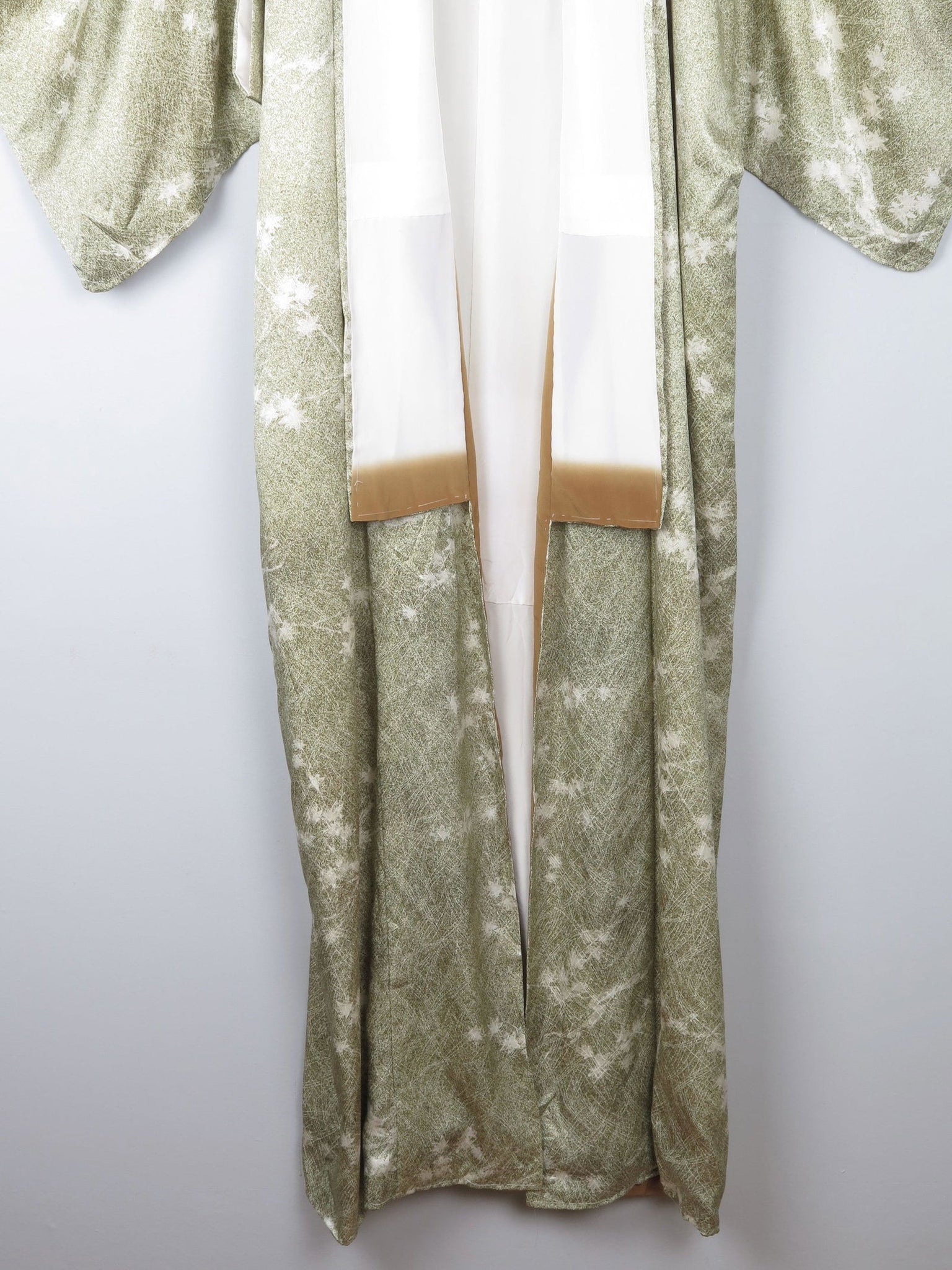 Vintage Green Leaf Print Kimono M - The Harlequin