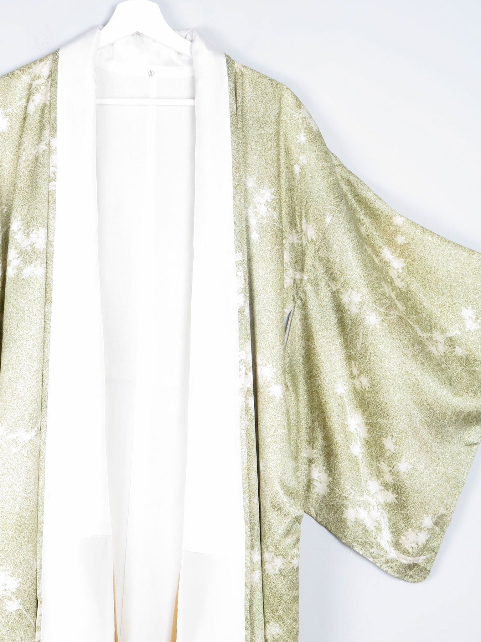Vintage Green Leaf Print Kimono M - The Harlequin