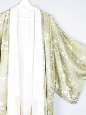 Vintage Green Leaf Print Kimono M - The Harlequin