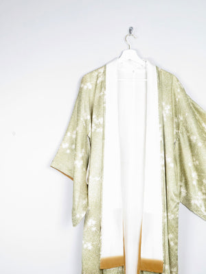 Vintage Green Leaf Print Kimono M - The Harlequin