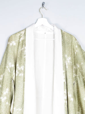 Vintage Green Leaf Print Kimono M - The Harlequin