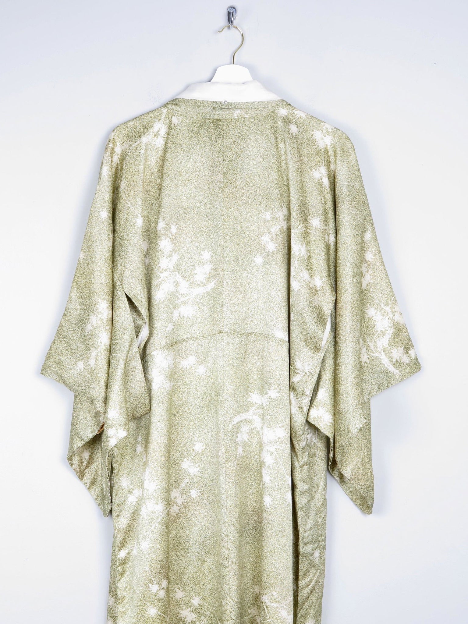 Vintage Green Leaf Print Kimono M - The Harlequin
