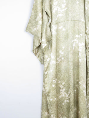 Vintage Green Leaf Print Kimono M - The Harlequin