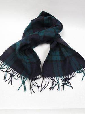 Vintage Green & Navy Wool Tartan Scarf - The Harlequin
