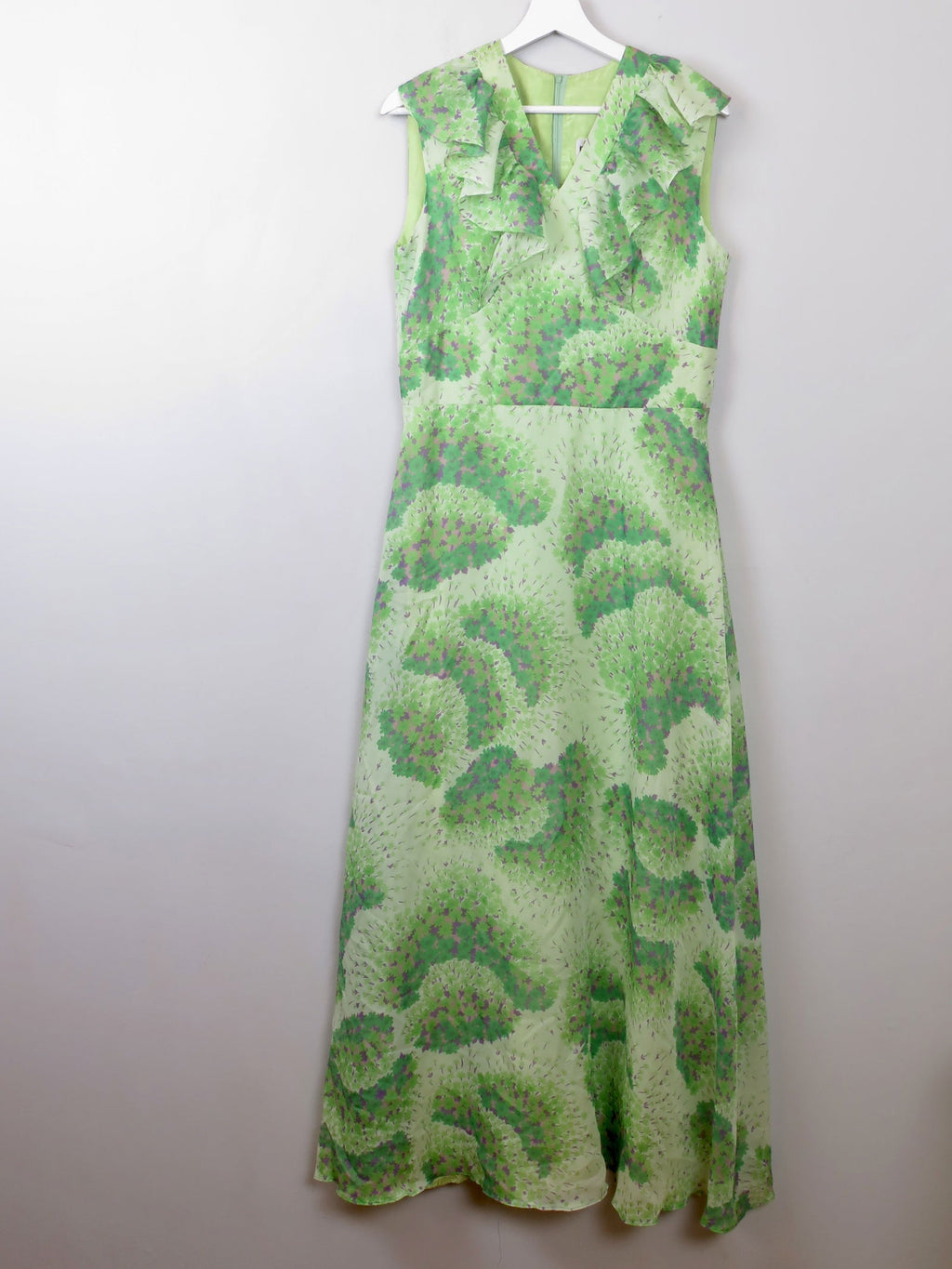 Vintage Green Printed Floral Maxi Dress M - The Harlequin