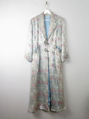 Vintage Green Satin Chinese Duster Coat S - The Harlequin