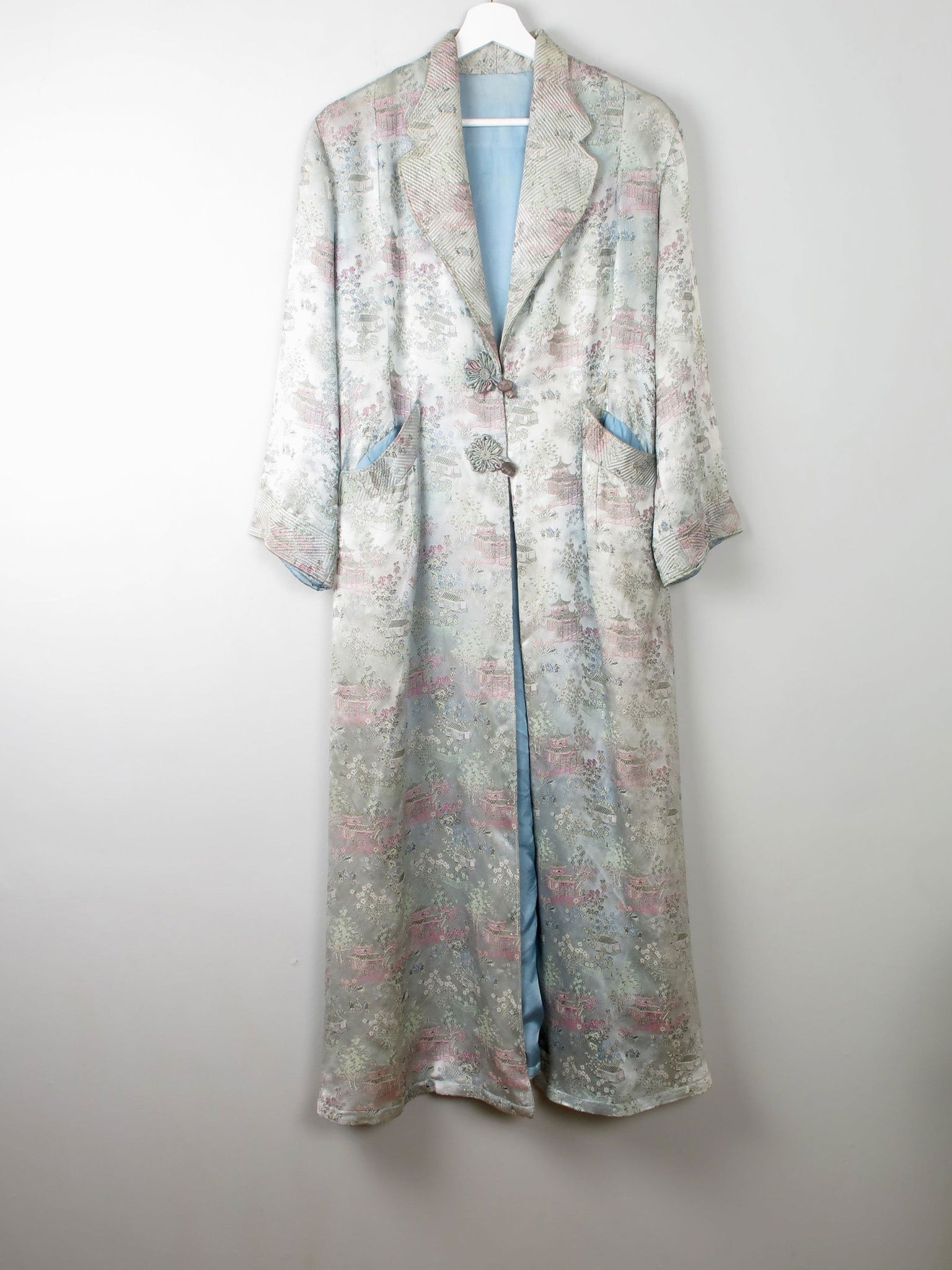 Vintage Green Satin Chinese Duster Coat S - The Harlequin