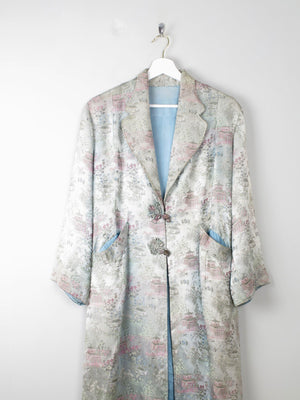 Vintage Green Satin Chinese Duster Coat S - The Harlequin