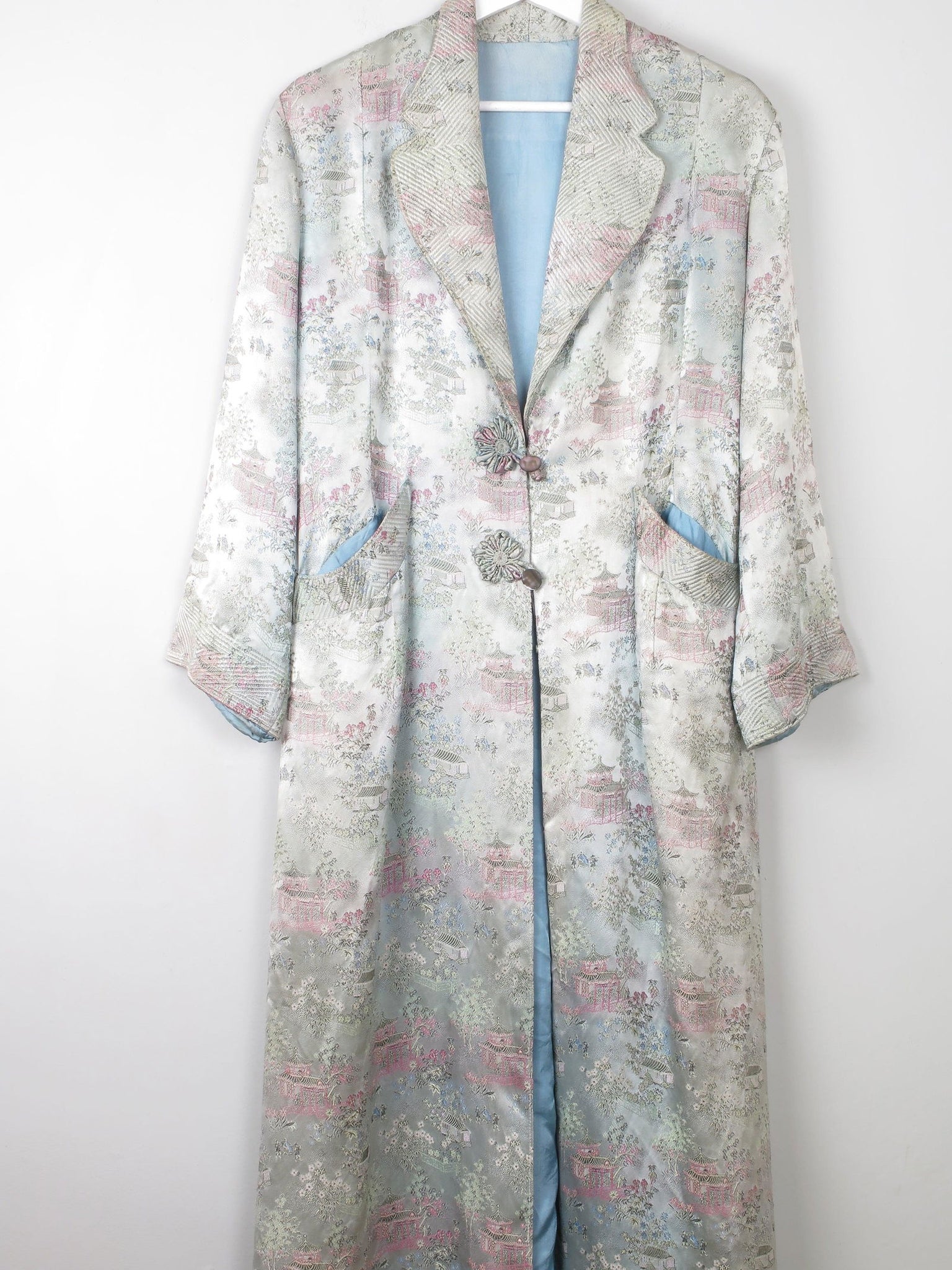 Vintage Green Satin Chinese Duster Coat S - The Harlequin