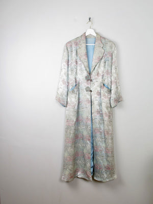 Vintage Green Satin Chinese Duster Coat S - The Harlequin