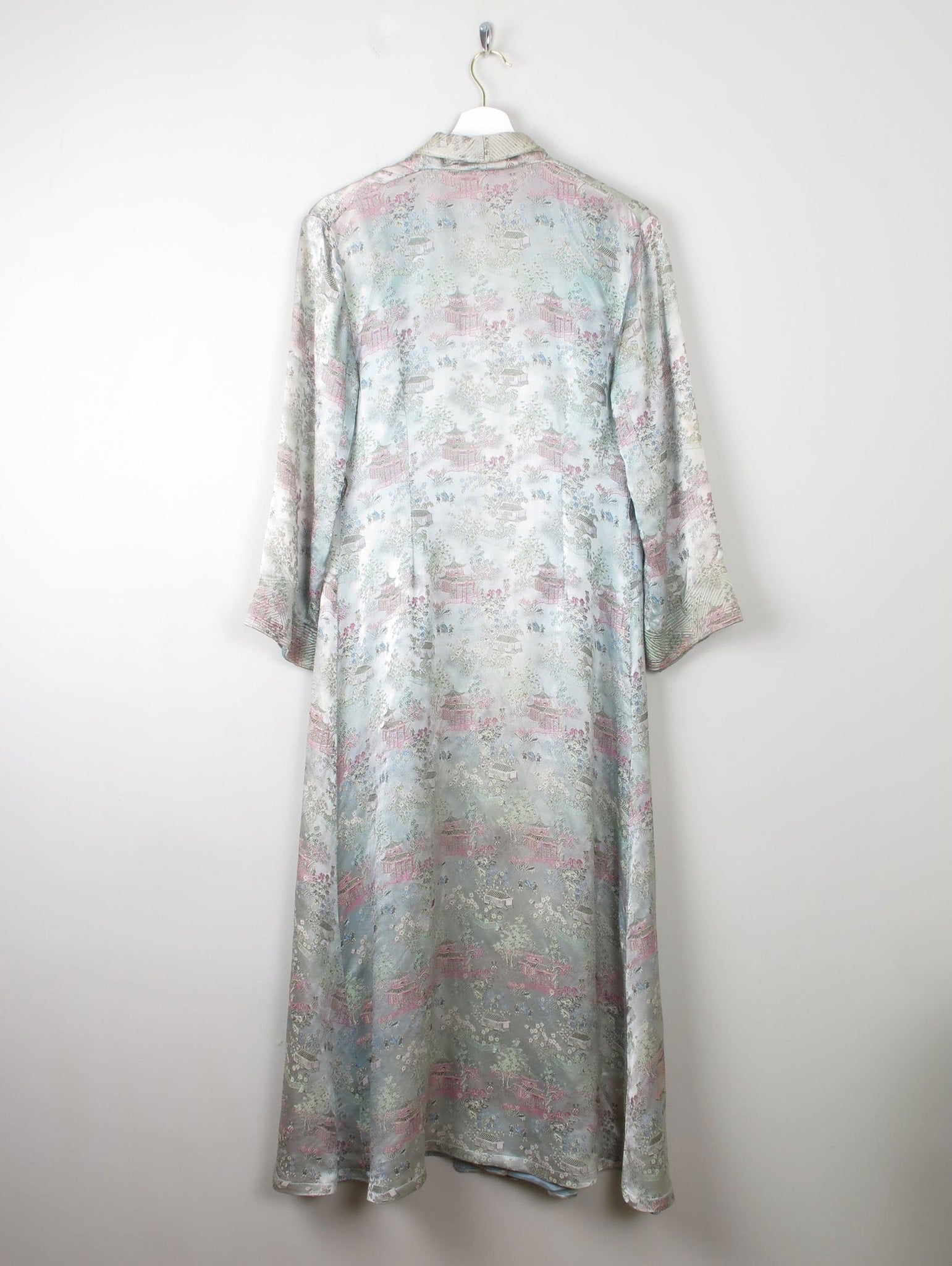 Vintage Green Satin Chinese Duster Coat S - The Harlequin