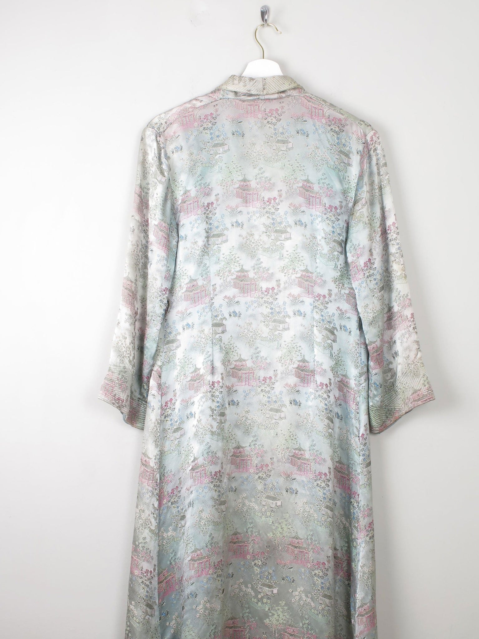 Vintage Green Satin Chinese Duster Coat S - The Harlequin