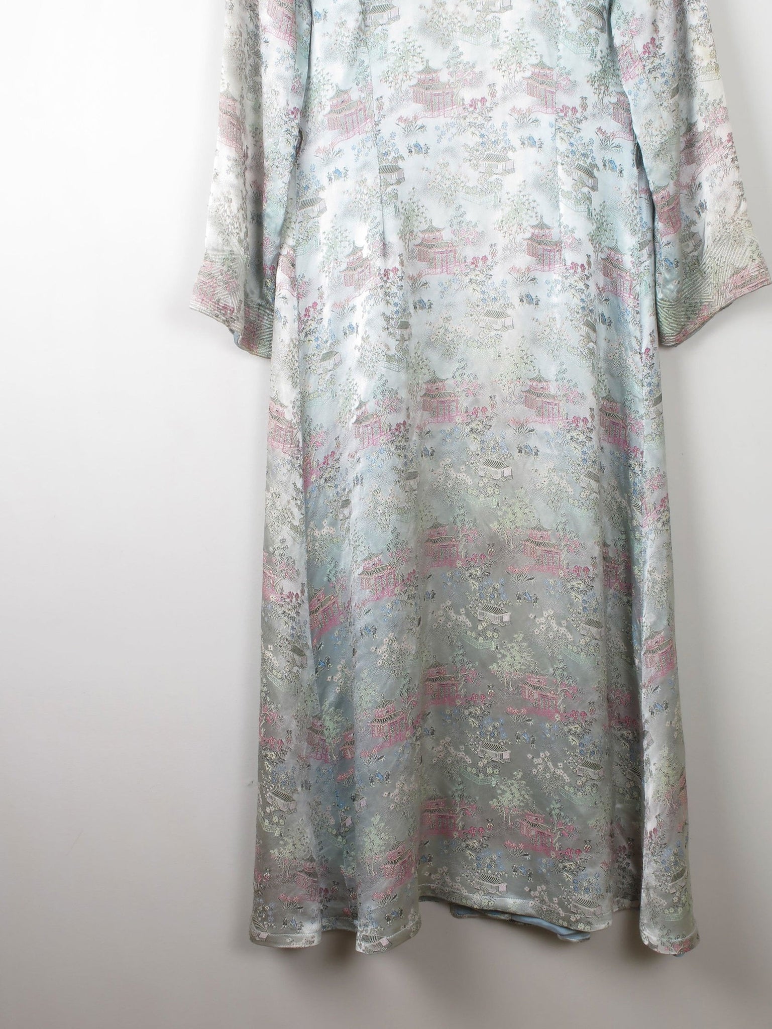 Vintage Green Satin Chinese Duster Coat S - The Harlequin