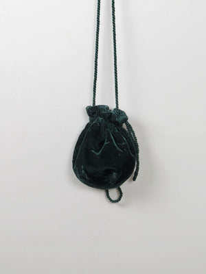 Vintage Green Velvet Pouch Pauper Bag - The Harlequin