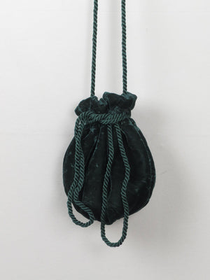 Vintage Green Velvet Pouch Pauper Bag - The Harlequin