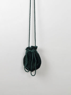 Vintage Green Velvet Pouch Pauper Bag - The Harlequin
