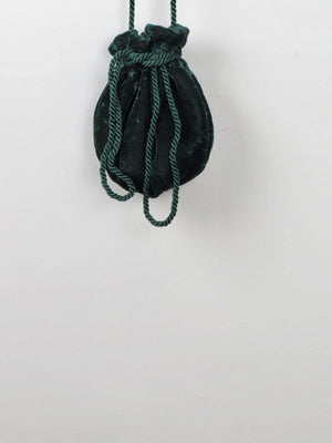 Vintage Green Velvet Pouch Pauper Bag - The Harlequin