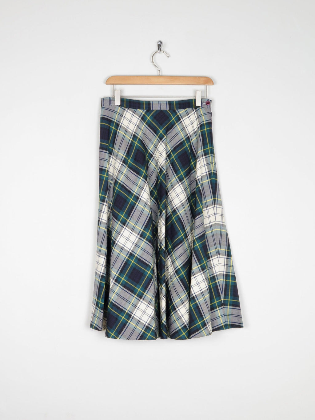Vintage Green & White Tartan Check 1970s Vintage Skirt S - The Harlequin