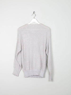 Vintage Grey & Silver Lurex Jumper With Appliqué S/M - The Harlequin