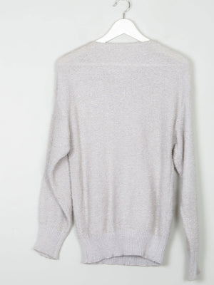 Vintage Grey & Silver Lurex Jumper With Appliqué S/M - The Harlequin
