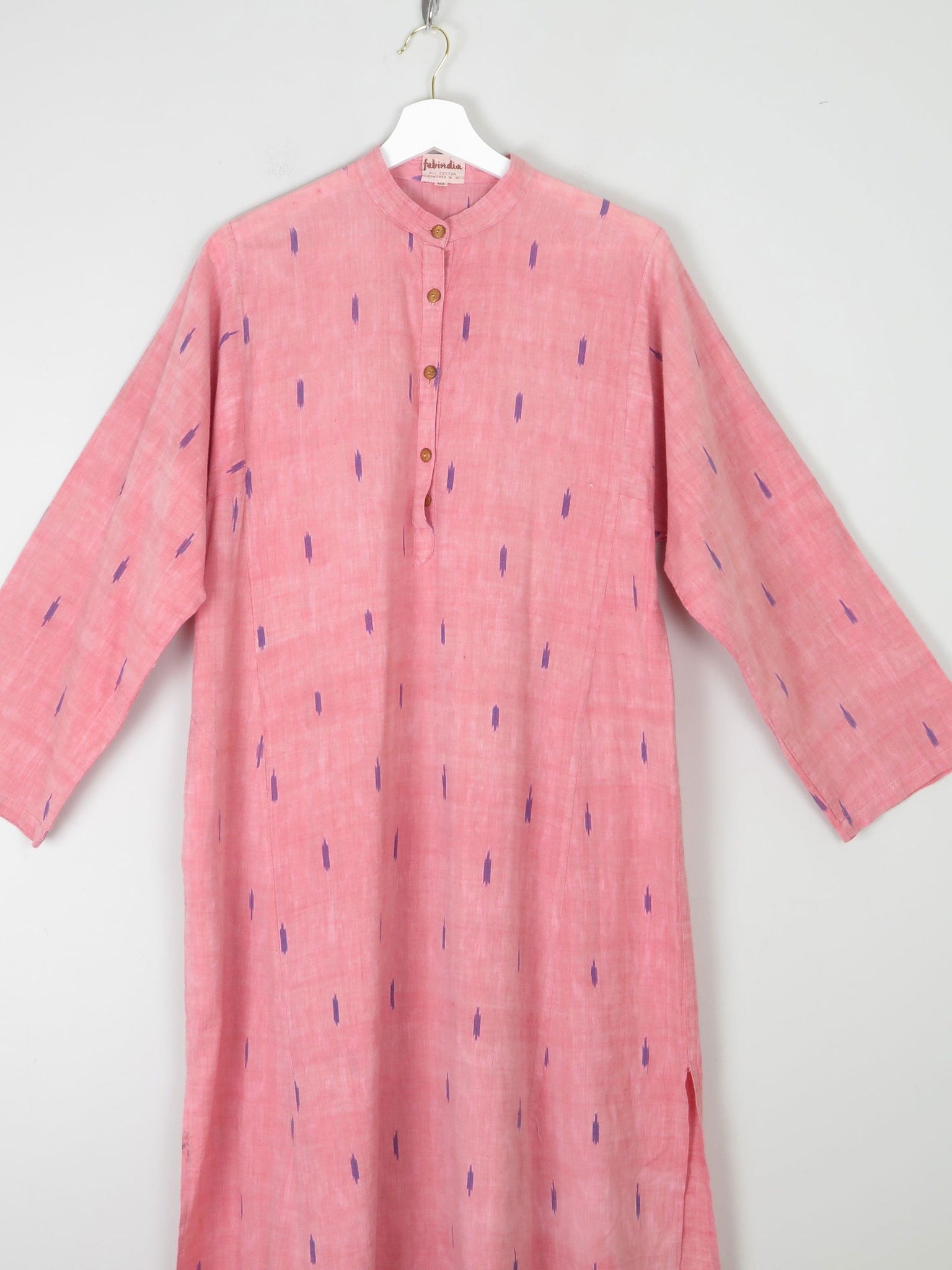 Vintage Indian Pink Kaftan/Tunic/Dress L - The Harlequin