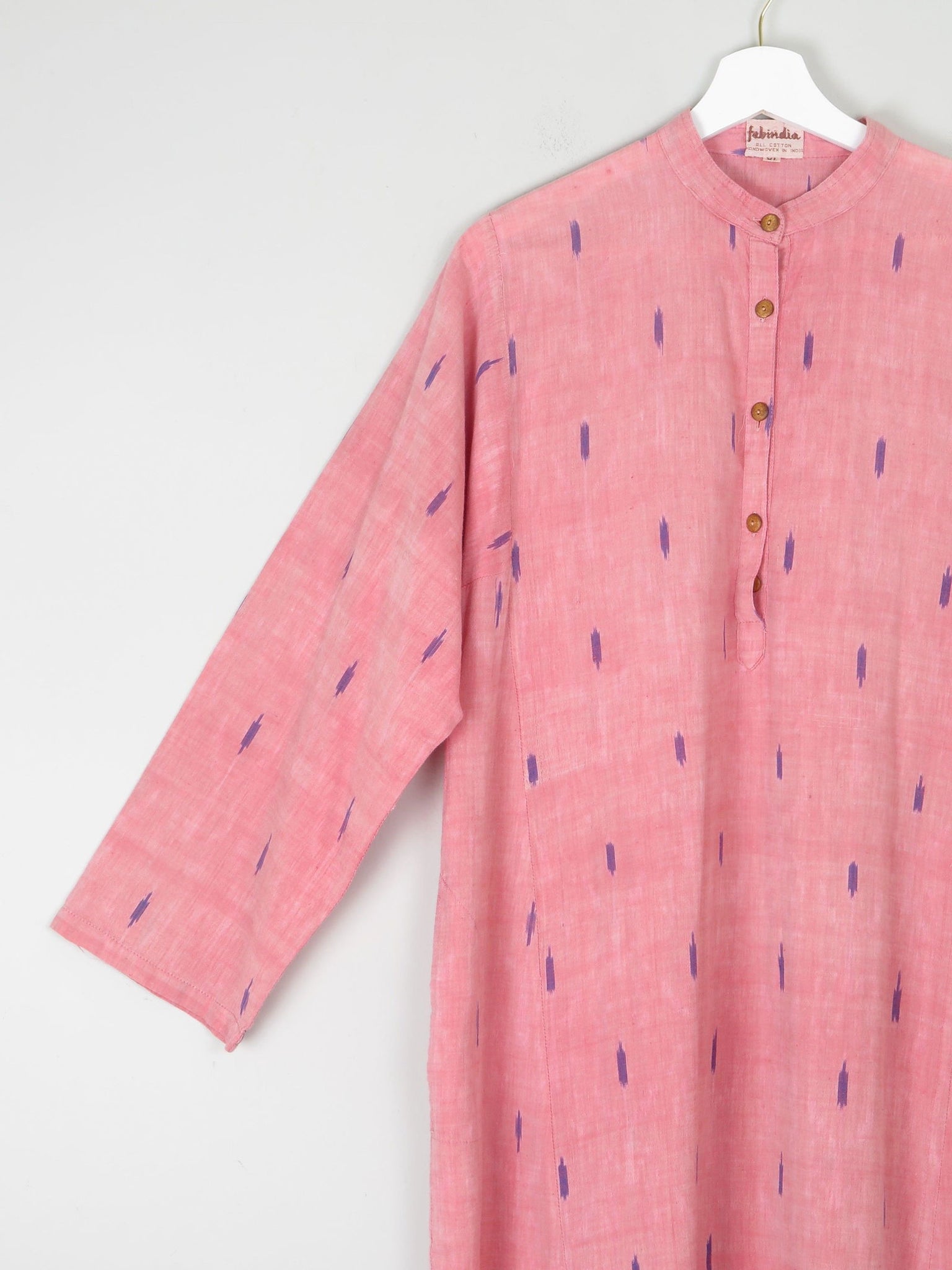Vintage Indian Pink Kaftan/Tunic/Dress L - The Harlequin