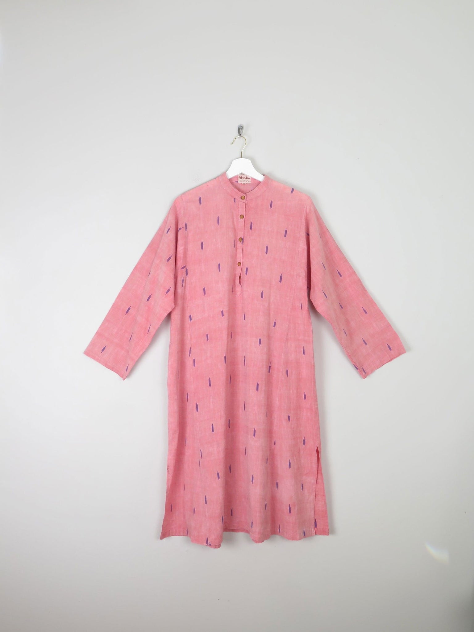 Vintage Indian Pink Kaftan/Tunic/Dress L - The Harlequin