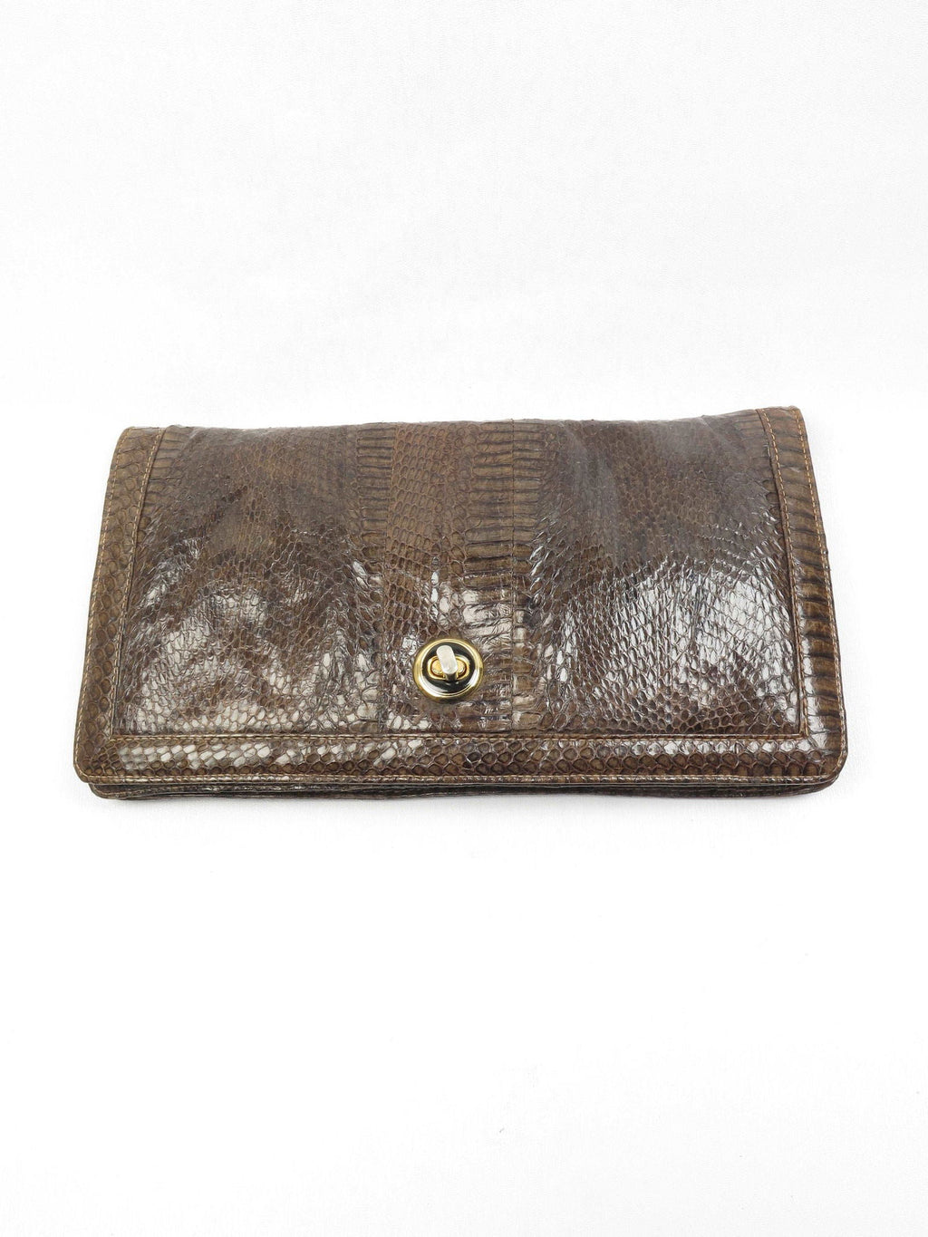 Vintage Khaki Green Snake Envelope  Bag - The Harlequin