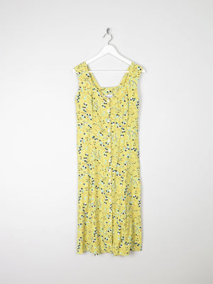 Vintage Lemon Green Printed  1950s Style Tea Dress S - The Harlequin