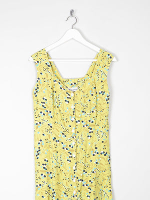 Vintage Lemon Green Printed  1950s Style Tea Dress S - The Harlequin