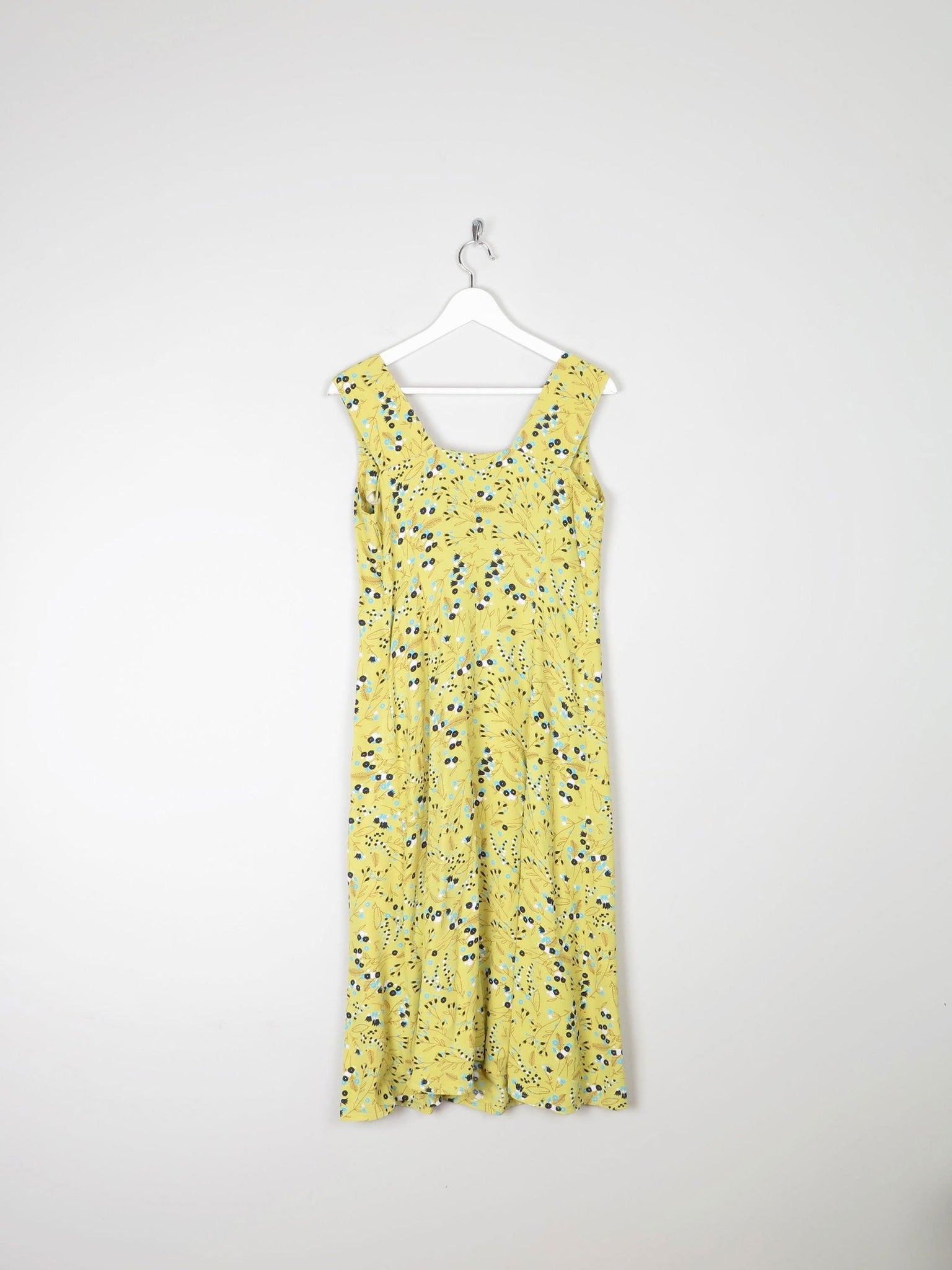 Vintage Lemon Green Printed  1950s Style Tea Dress S - The Harlequin