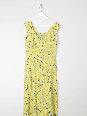 Vintage Lemon Green Printed  1950s Style Tea Dress S - The Harlequin