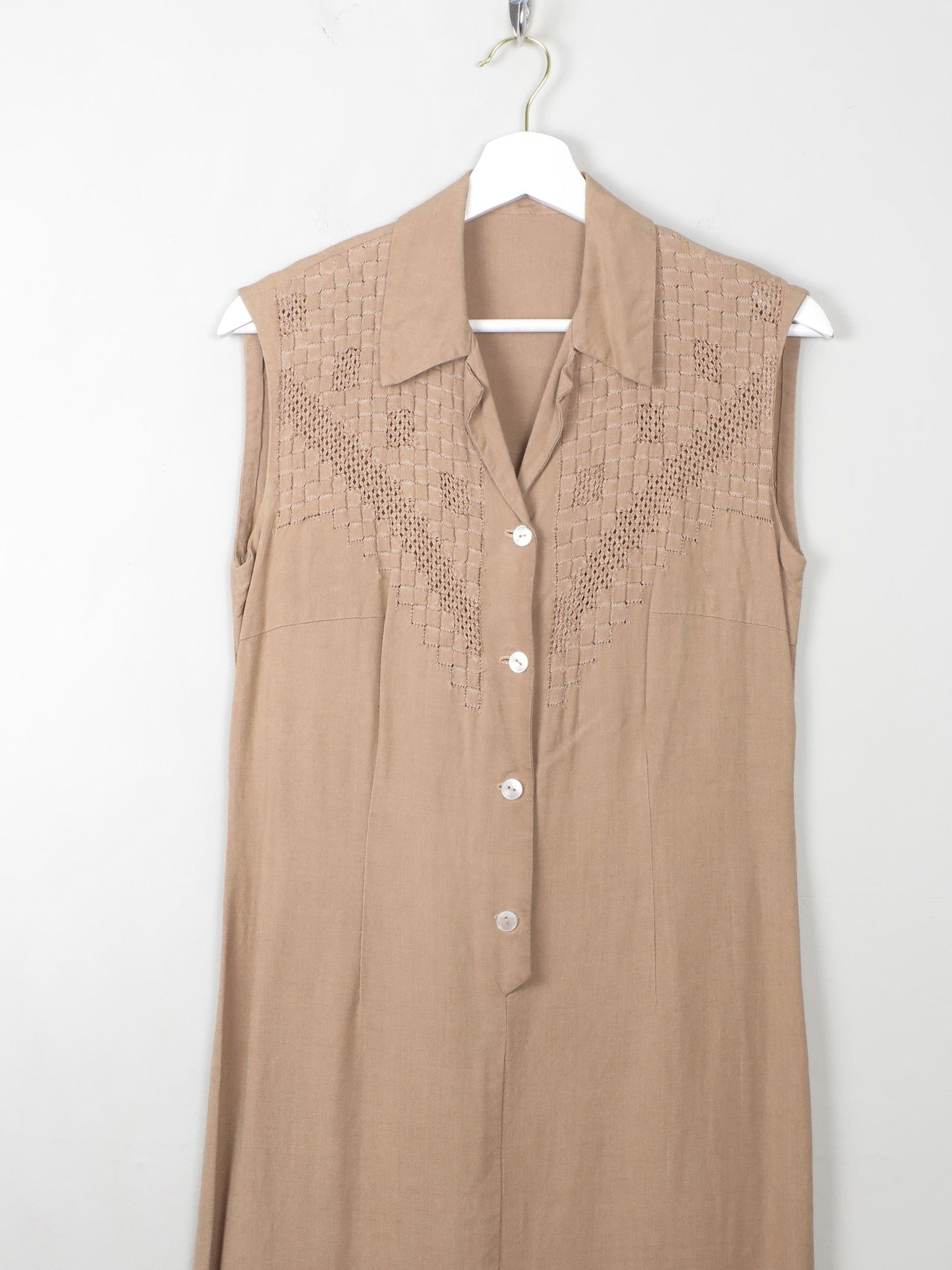 Vintage Linen Sleeveless Dress S - The Harlequin