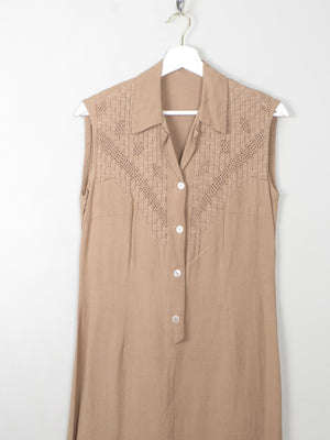 Vintage Linen Sleeveless Dress S - The Harlequin