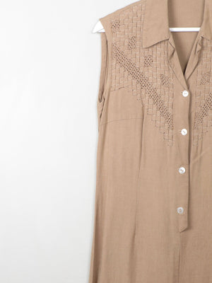 Vintage Linen Sleeveless Dress S - The Harlequin