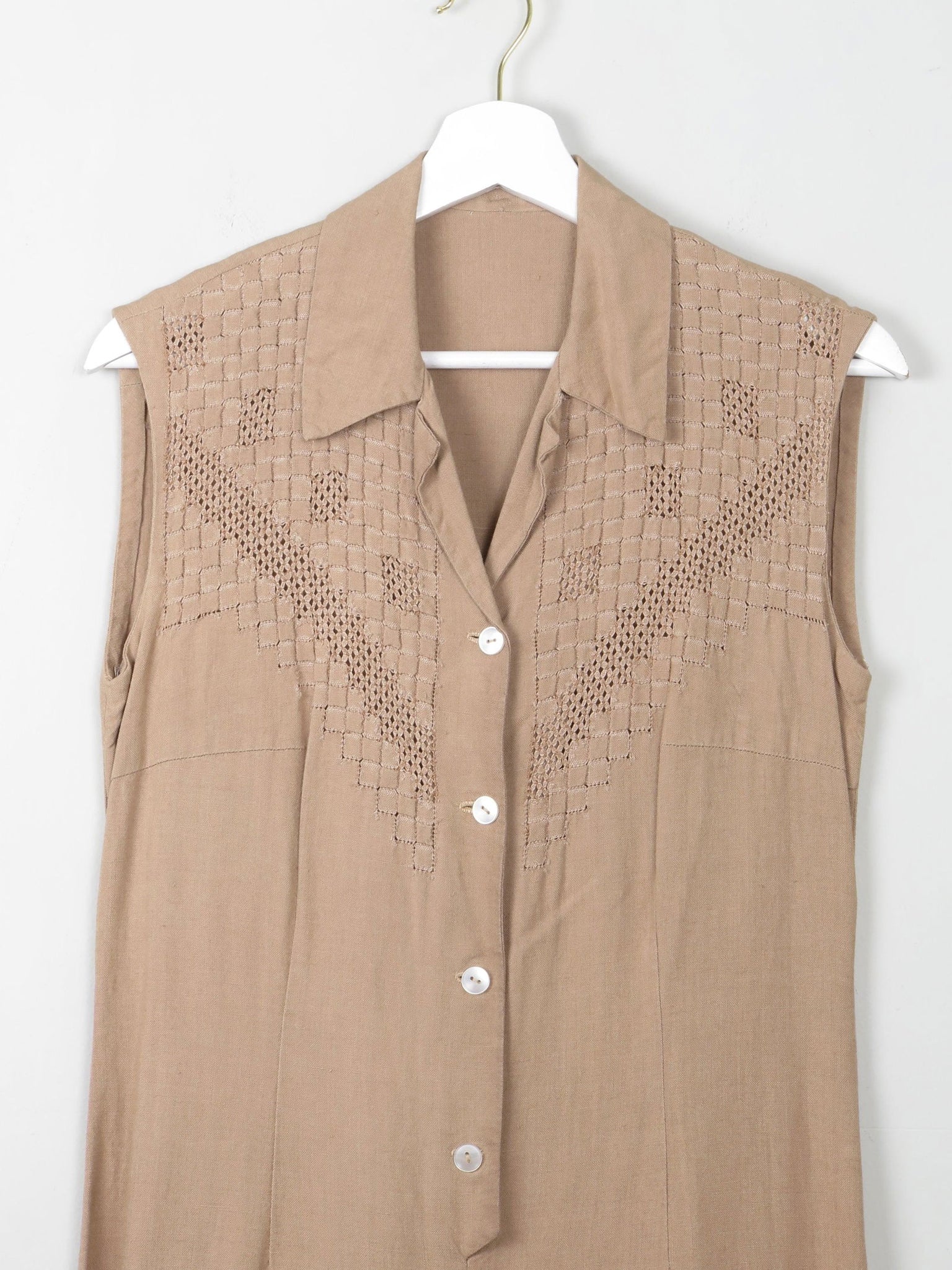 Vintage Linen Sleeveless Dress S - The Harlequin