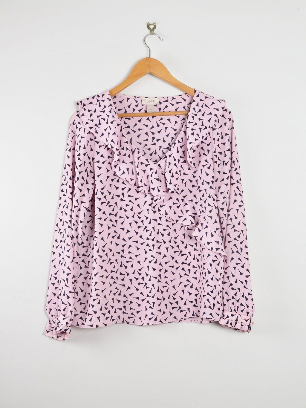 Vintage Loft Pink Ruffled Collar Blouse XS - The Harlequin