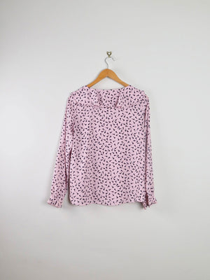 Vintage Loft Pink Ruffled Collar Blouse XS - The Harlequin