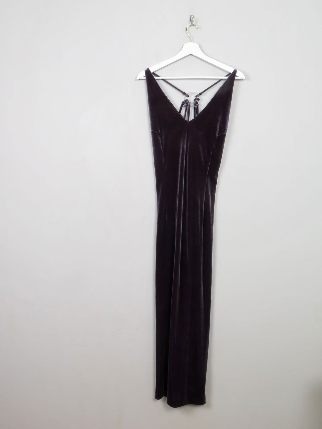 Vintage Long Grey Velvet Sleeveless Dress S - The Harlequin