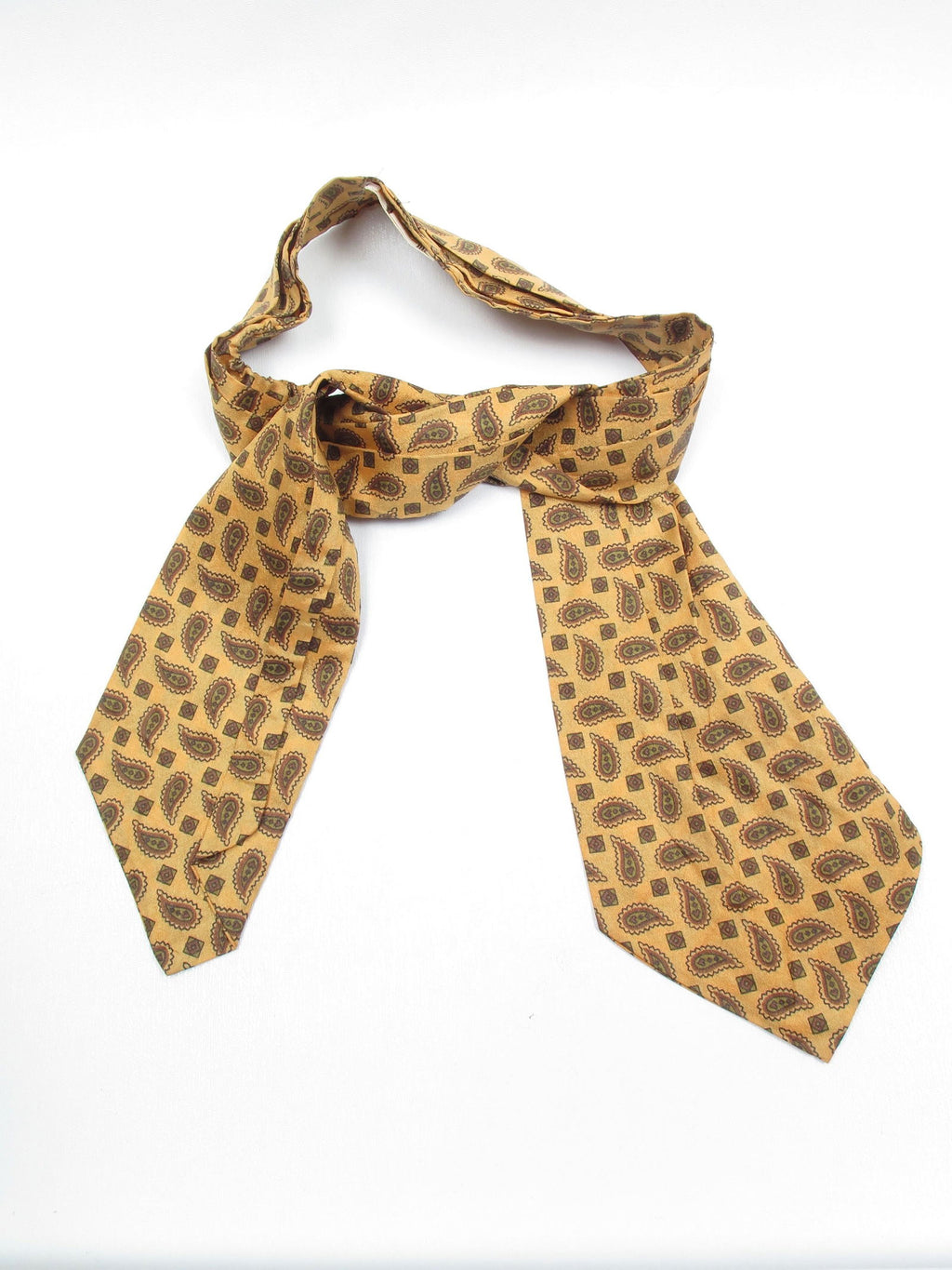 Vintage Mustard Paisley Cravat - The Harlequin