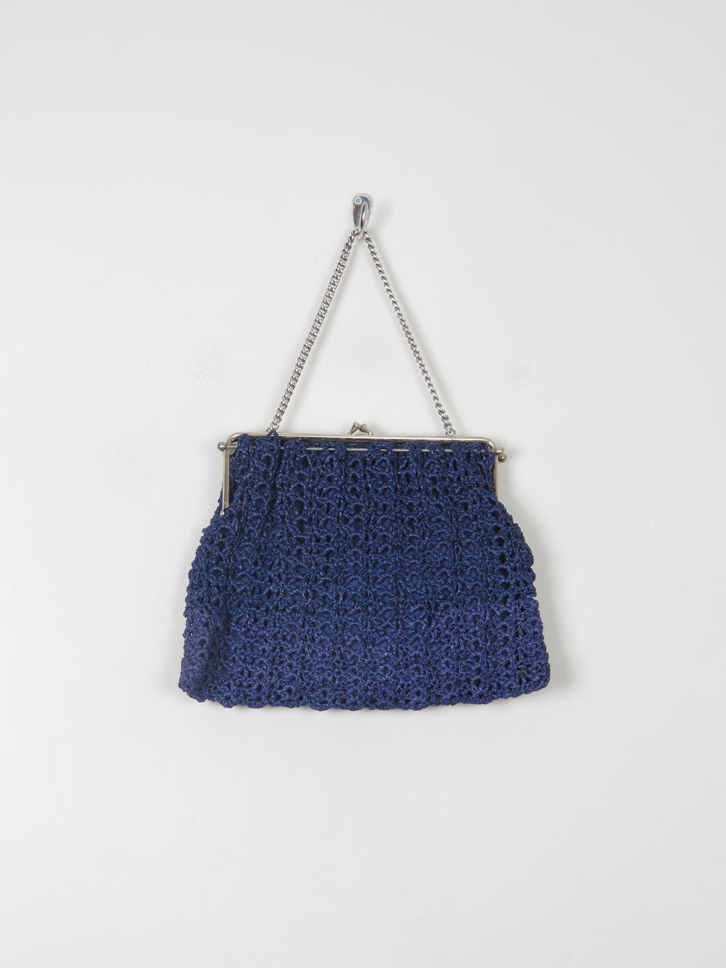 Vintage Navy Crochet Hand Bag - The Harlequin
