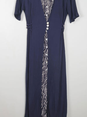 Vintage Navy Dress With Animal Print M/L - The Harlequin