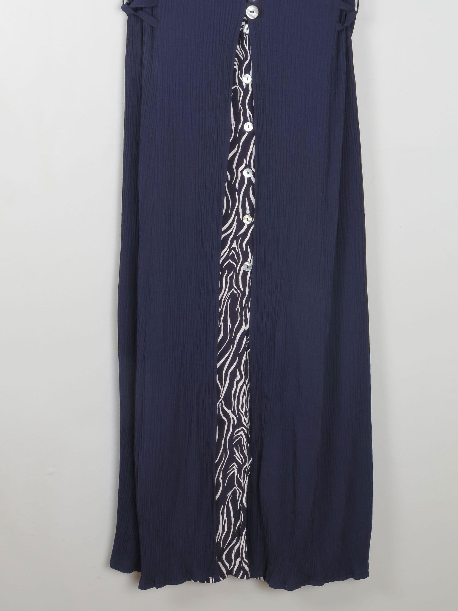 Vintage Navy Dress With Animal Print M/L - The Harlequin