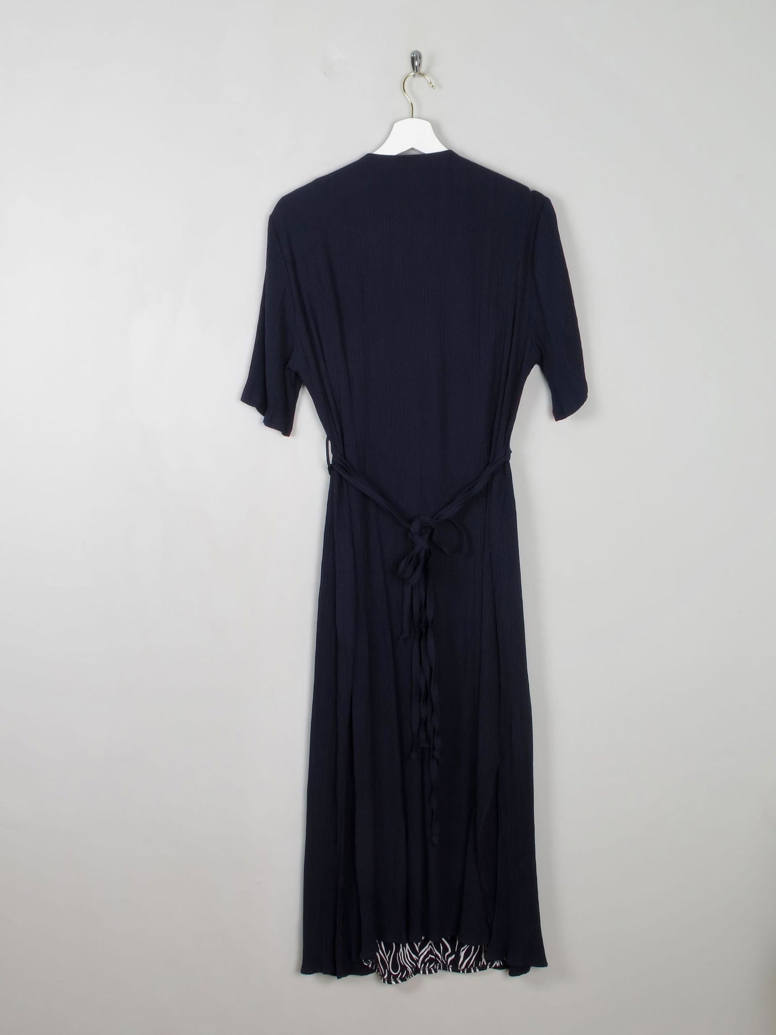 Vintage Navy Dress With Animal Print M/L - The Harlequin