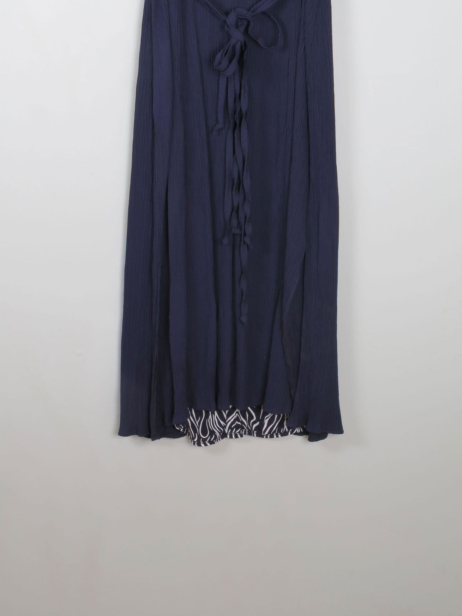 Vintage Navy Dress With Animal Print M/L - The Harlequin
