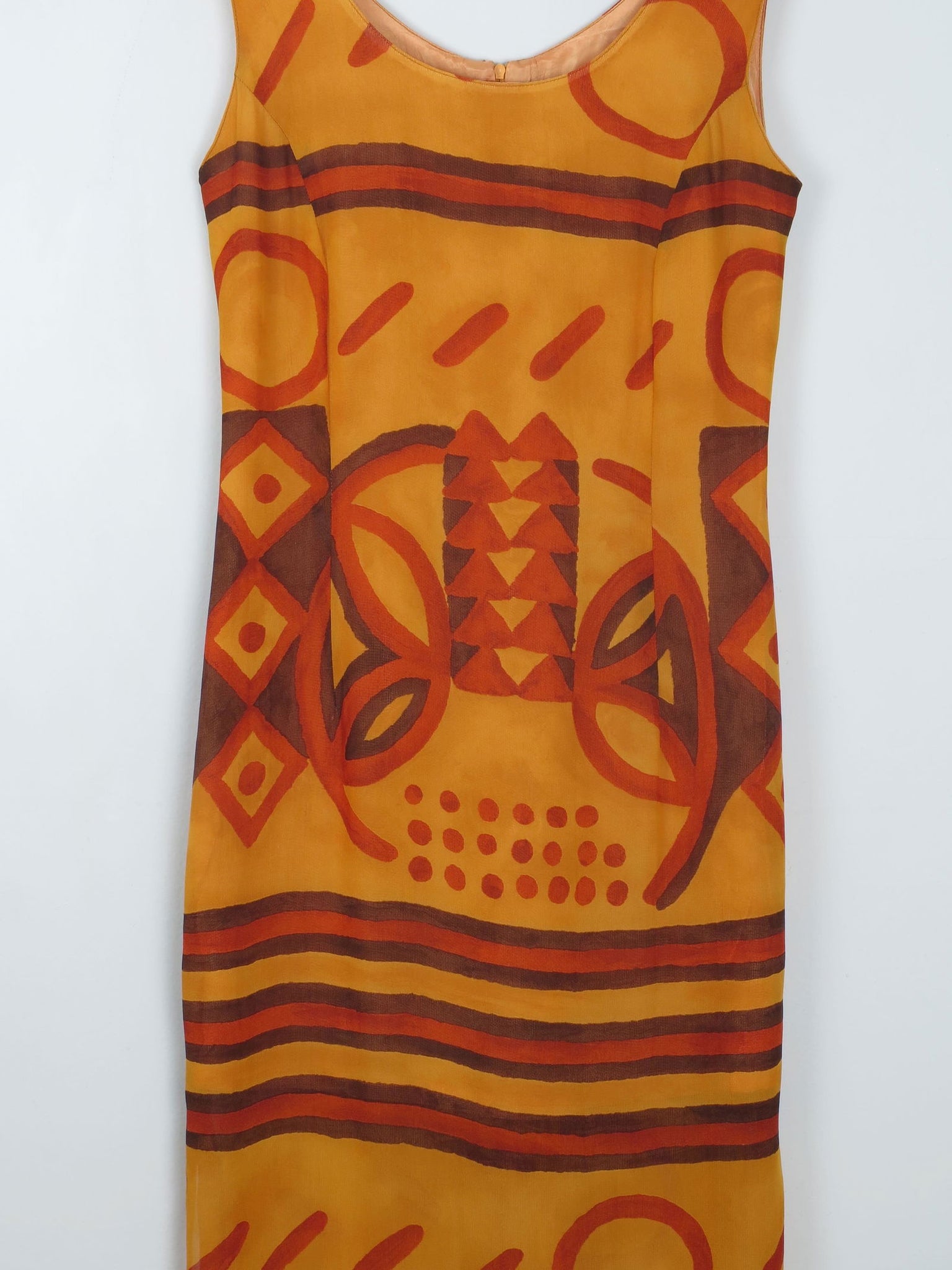 Vintage Orange Printed Dress S - The Harlequin
