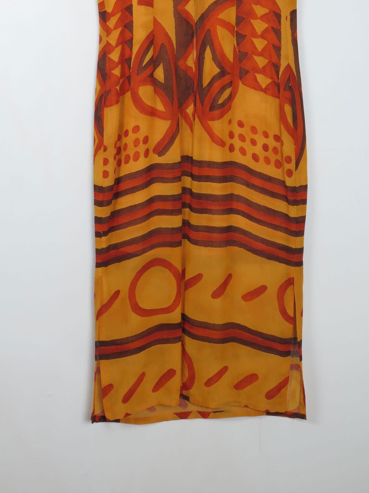 Vintage Orange Printed Dress S - The Harlequin