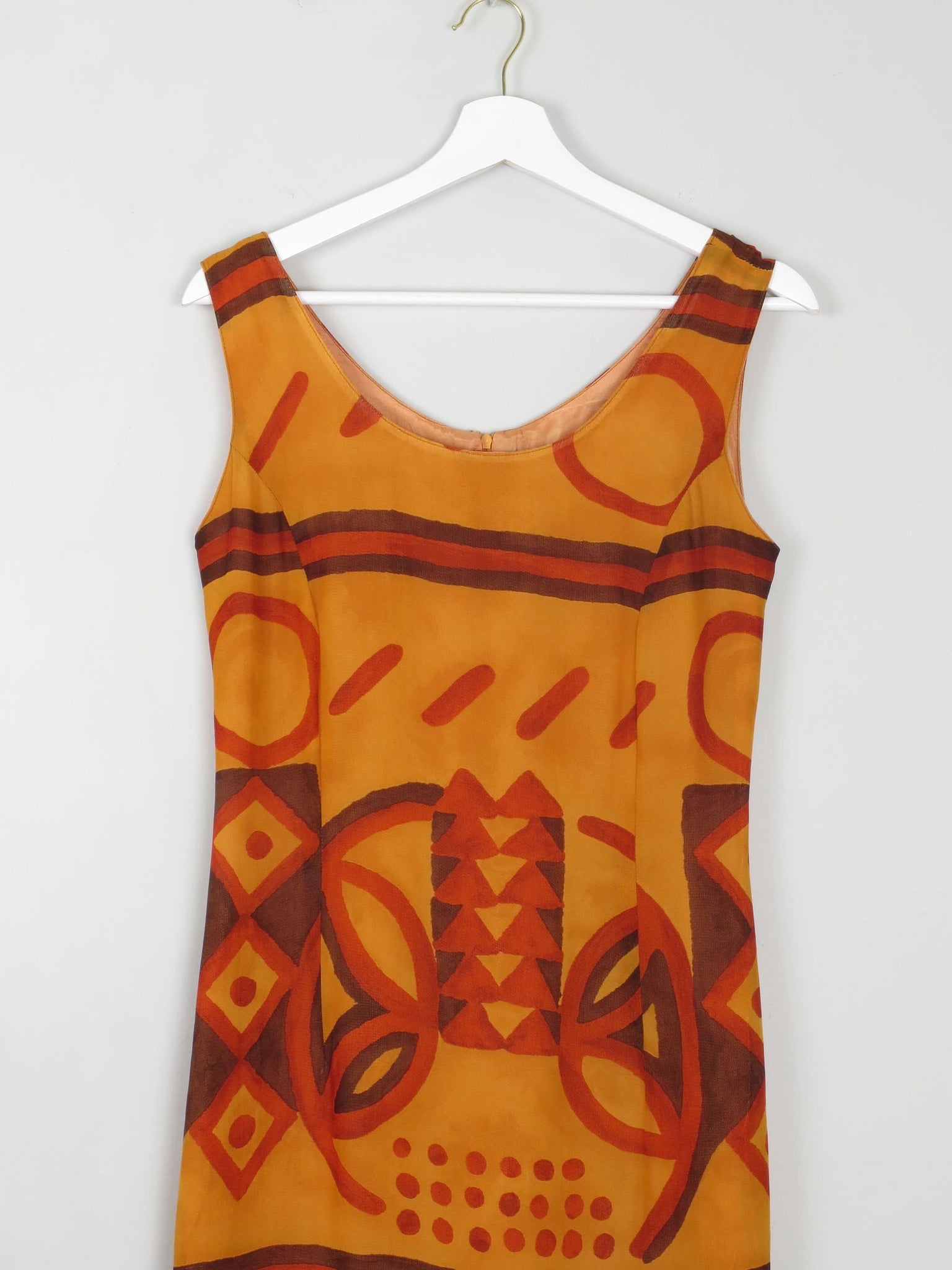 Vintage Orange Printed Dress S - The Harlequin