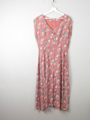 Vintage Pink Floral Silk 1950s Dress M/L - The Harlequin